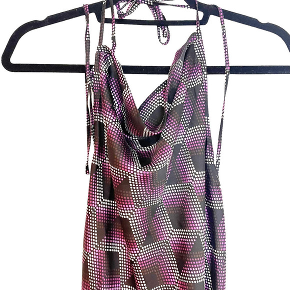 BP BE PROUD Cowl Neck Satin Dress In Purple Liza Print Size M NWOT - Picture 10 of 13